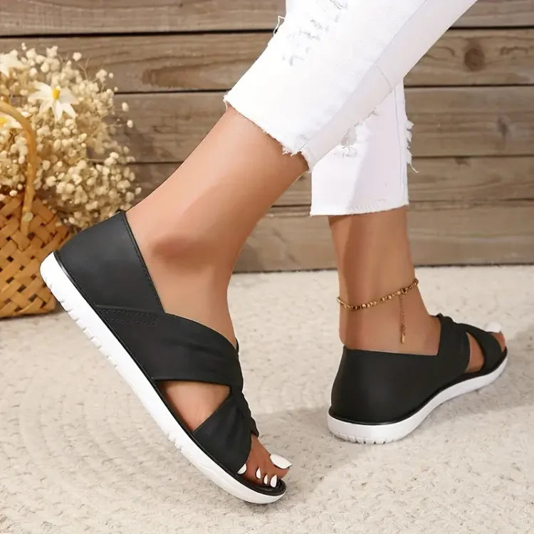 Róża | Sandały Slip-On z Muszką