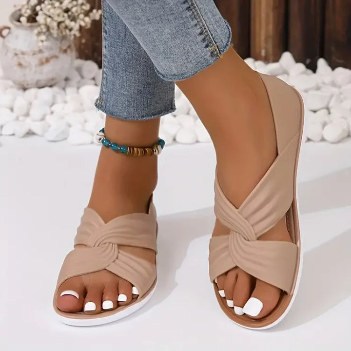 Róża | Sandały Slip-On z Muszką