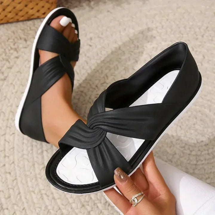 Róża | Sandały Slip-On z Muszką