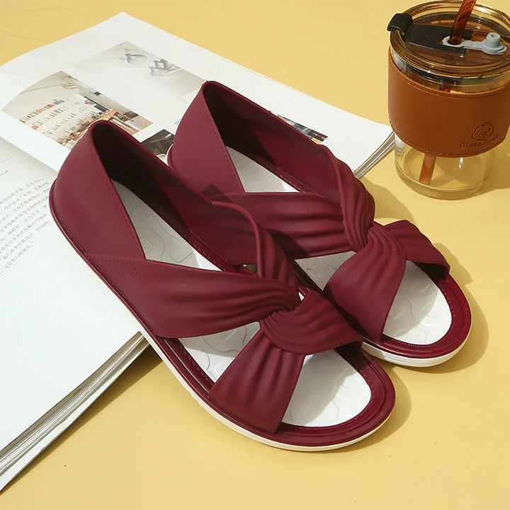 Róża | Sandały Slip-On z Muszką