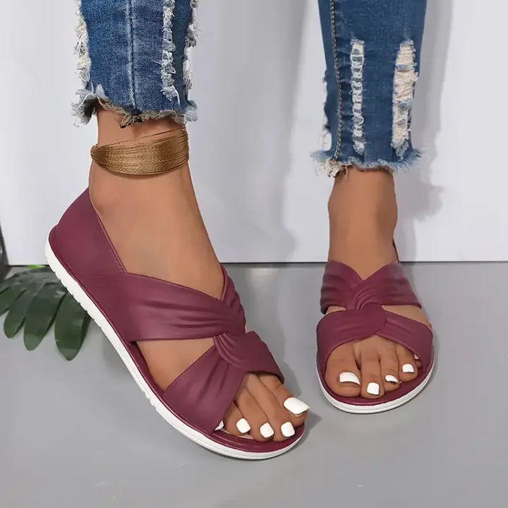 Róża | Sandały Slip-On z Muszką