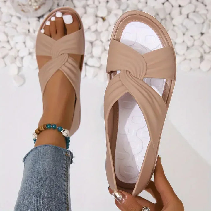 Róża | Sandały Slip-On z Muszką