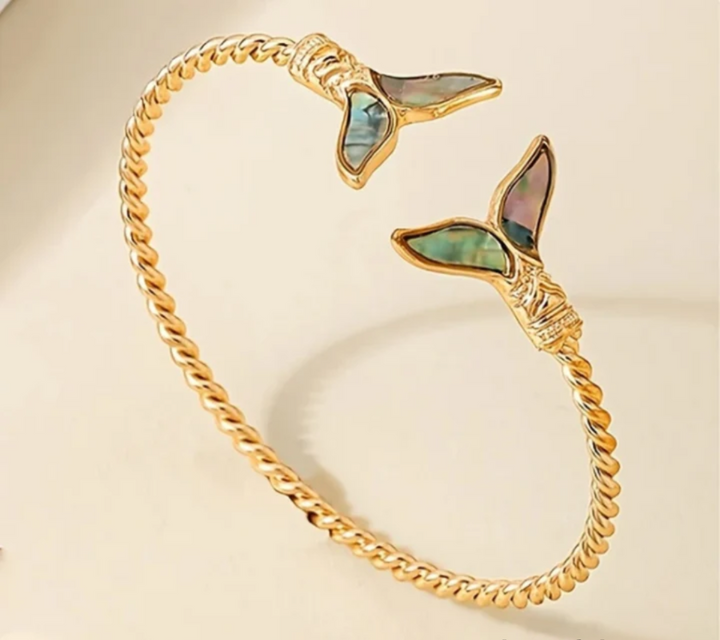 Vibrant Golden Dolphin Tail Bracelet
