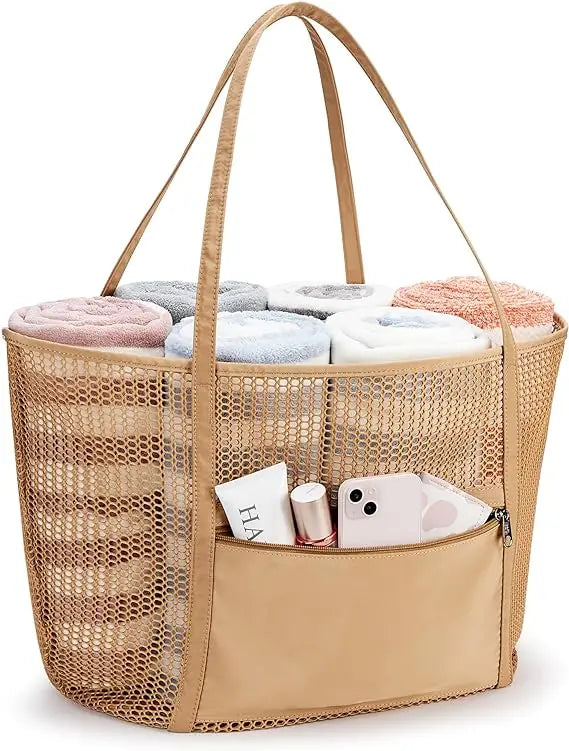 Custom Large Capacity Portable Durable Nylon Beach Mesh Tote Bag Womens Shoulder Handbag Grocery Bag