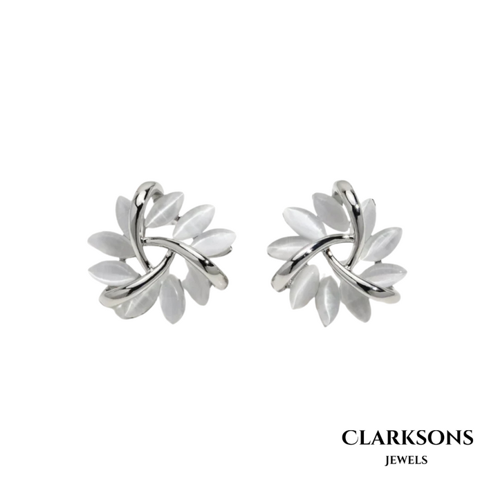 Courtney | Moon Opal and Gold Petal Earrings