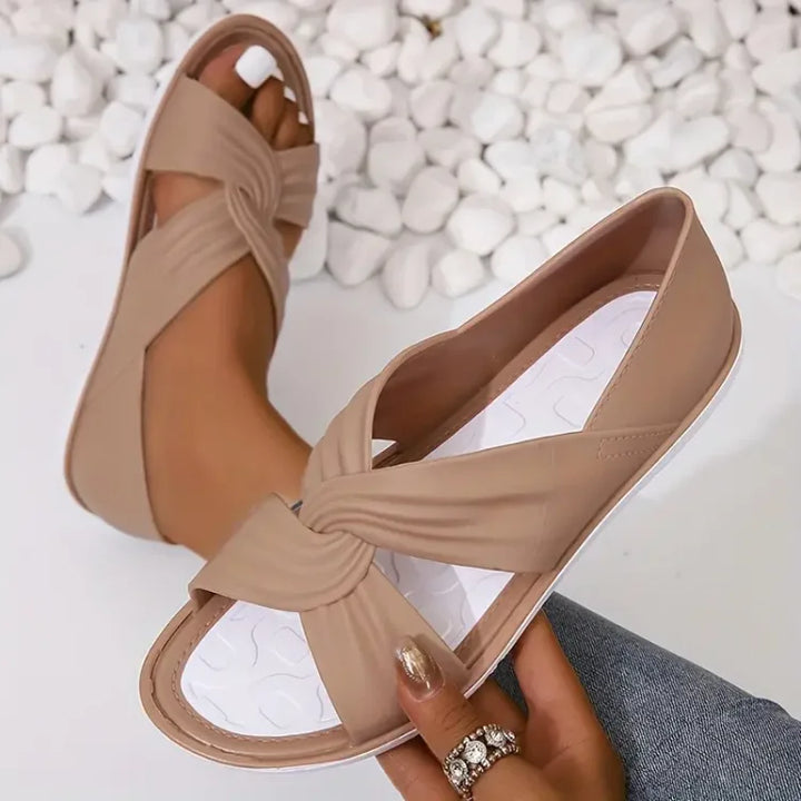 Róża | Sandały Slip-On z Muszką