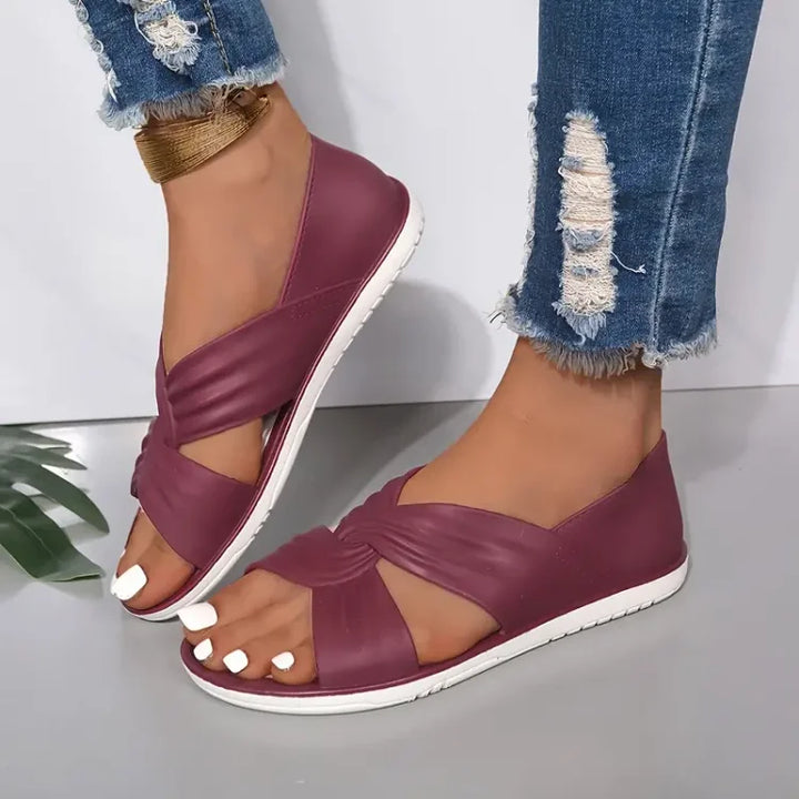 Róża | Sandały Slip-On z Muszką