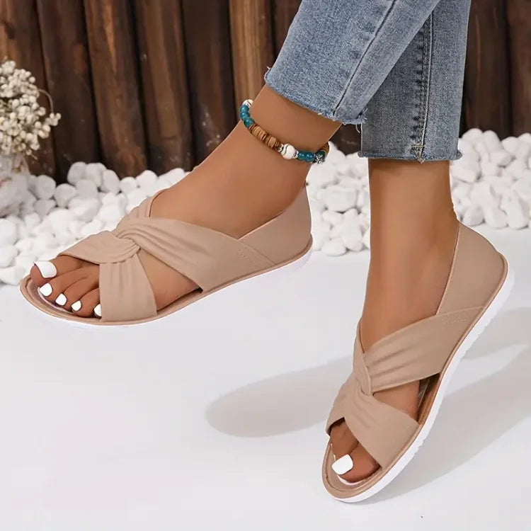 Róża | Sandały Slip-On z Muszką