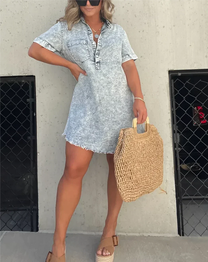 Vera™ - Elegant Denim Shirt Dress