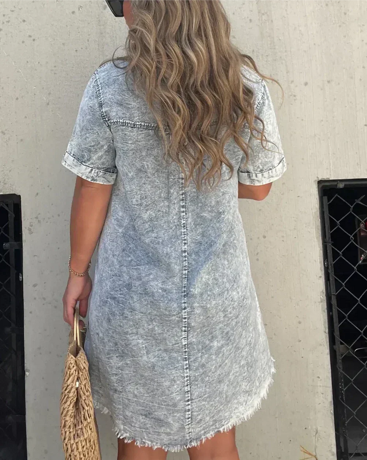 Vera™ - Elegant Denim Shirt Dress