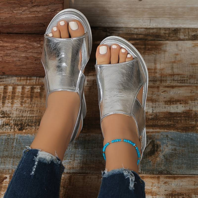 Sabina | Metaliczny Wysoki Sandał Chic
