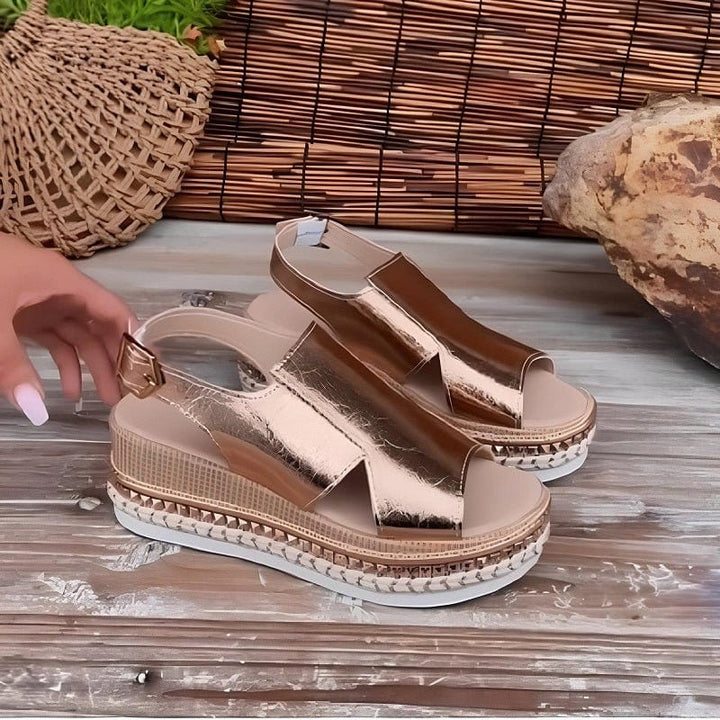 Sabina | Metaliczny Wysoki Sandał Chic