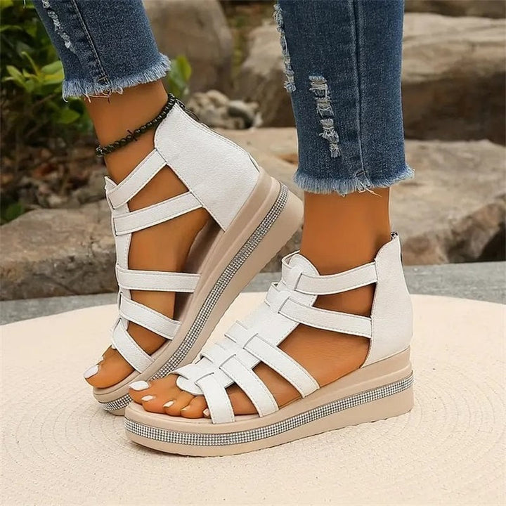 Aurelia | Rhinestone Wedge Sandals